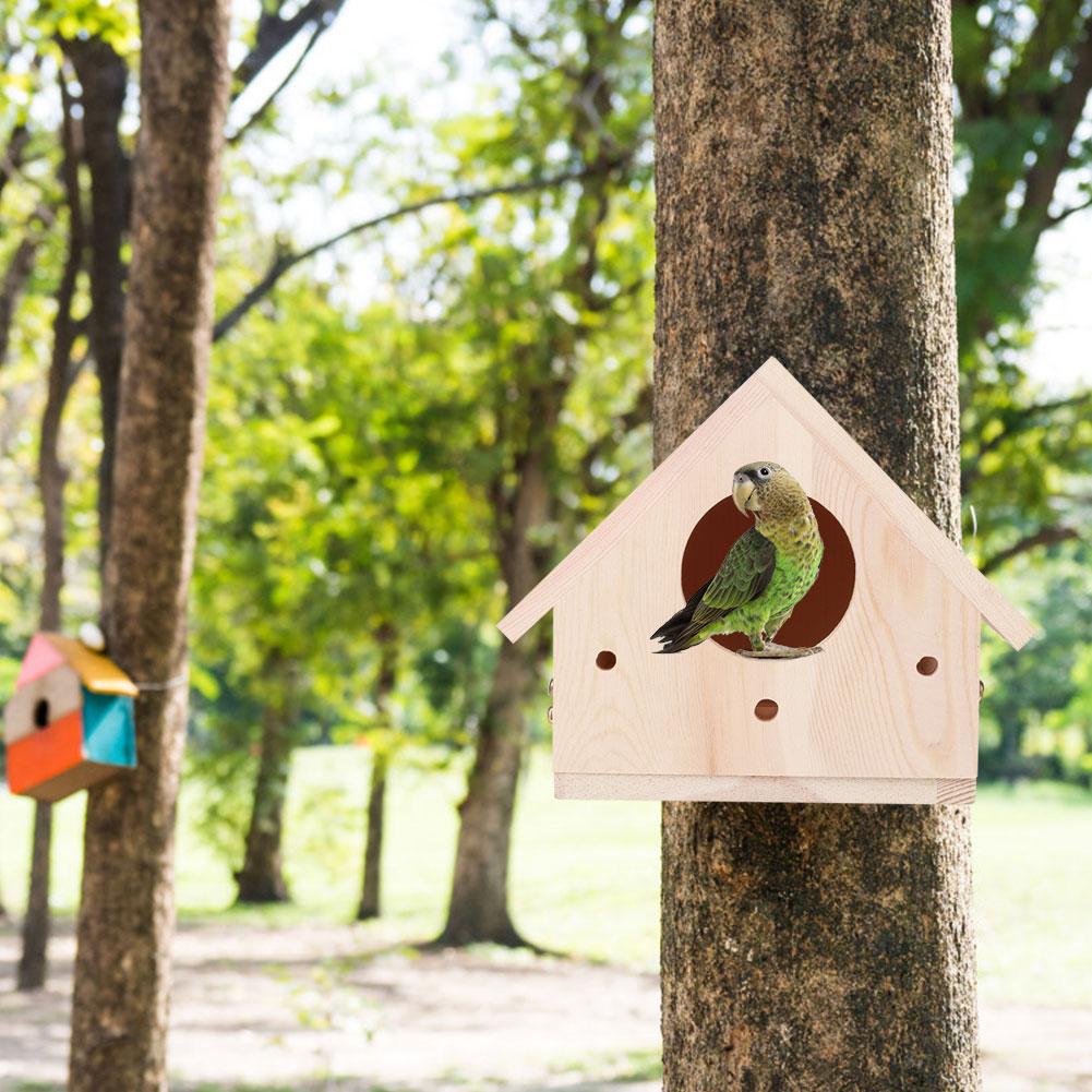 Outdoor Innovative Wooden Bird House Birds Nesting Breeding Cage Ornament Garden Decoration