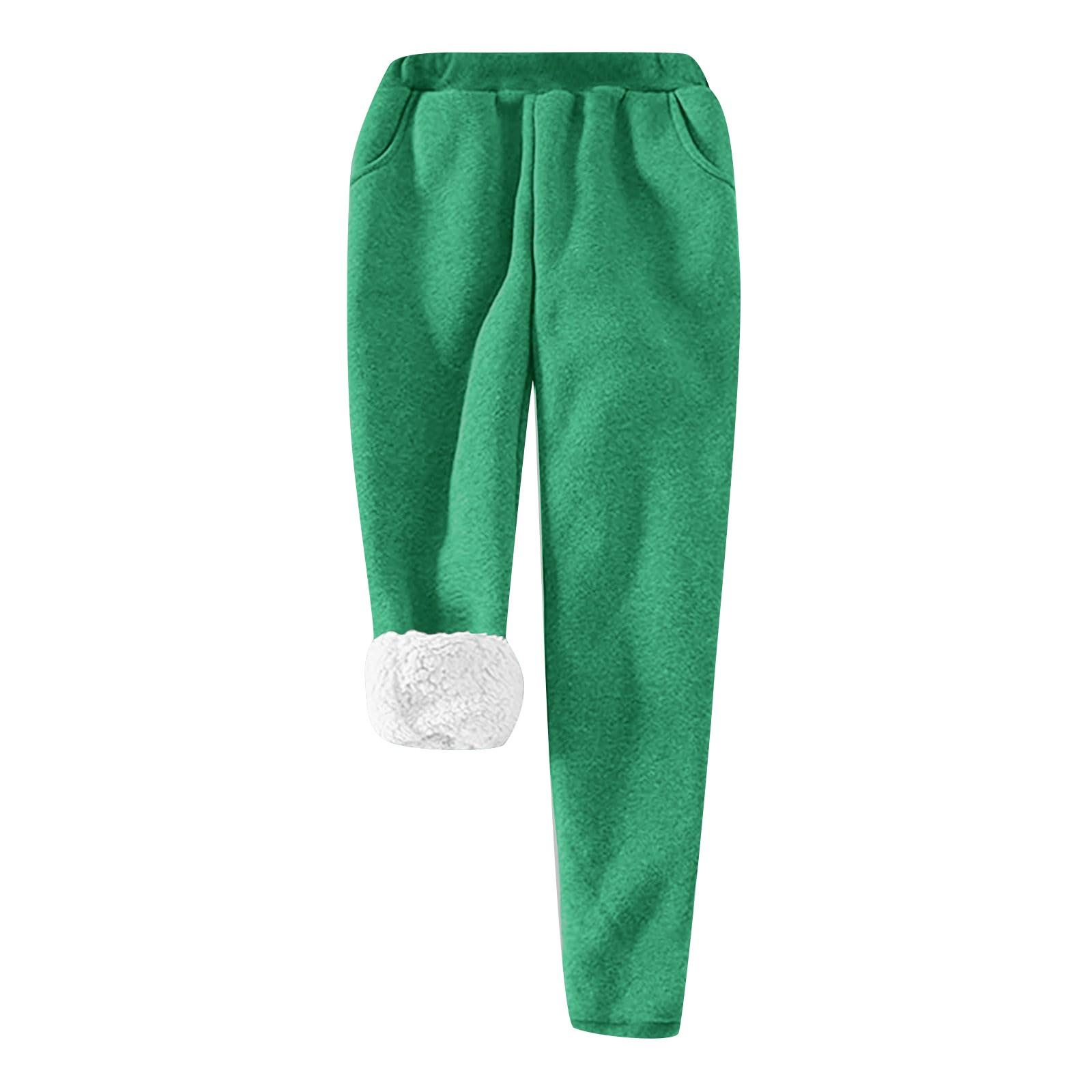 Winter Trousers Lamb Cashmere And Cashmere Thickened Warm Bodysuits Leggings Loose Casual Pants XL зелёный