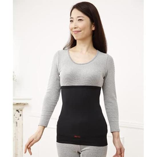 BS Fine Stone Long Waist Warmer for Stomach Cold and Made in and BN2202 Pink "Wearable Bath" Fatigue, Japan, Women's Men's, (Black, Gray, Beige, M, L,