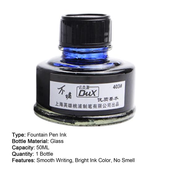 50ML Hladko píšuci atrament do plniaceho pera Sklenená fľaštička Školské kancelárske potreby pre študentov