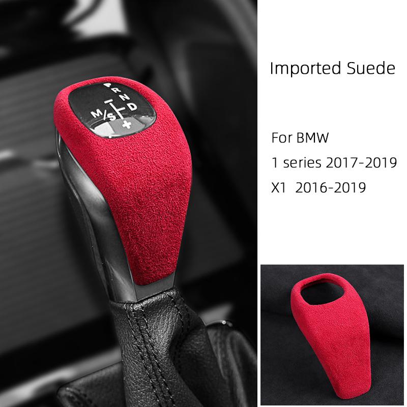 

For BMW series 1 F20 F21 X1 F48 2016 2017 2018 Alcantara Suede Overlay Center Console Gear Shift Knob Cover, Gears Cover R-1 series X1