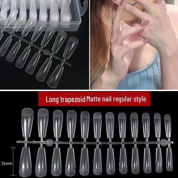 Nail Art Dual-Use Frosted Tips: Ultra-Thin, Traceless, No-Carve False Nail Stickers for Extended Nails