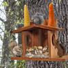 Squirrel Feeder Chipmunk Picnic Table Feeder with Corn Cob Holder Wooden Squirrel House Outdoor Squirrel Feeder Garden Decor