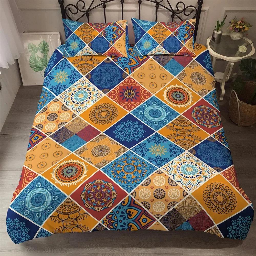 Luxury Boho Mandala Duvet Cover Set Bohemian Bedding Sets Mandala Print Comforter Cover King Size Double Bed Set Quilt Cover