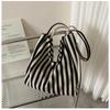 Handbag, Simple and Fresh Striped Bag, Shoulder Bag, Casual and Fashionable Large Capacity Shopping Bag