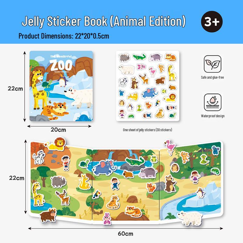 Kids' Educational Bubble Sticker Book: Animals, Dinosaurs & Transportation
