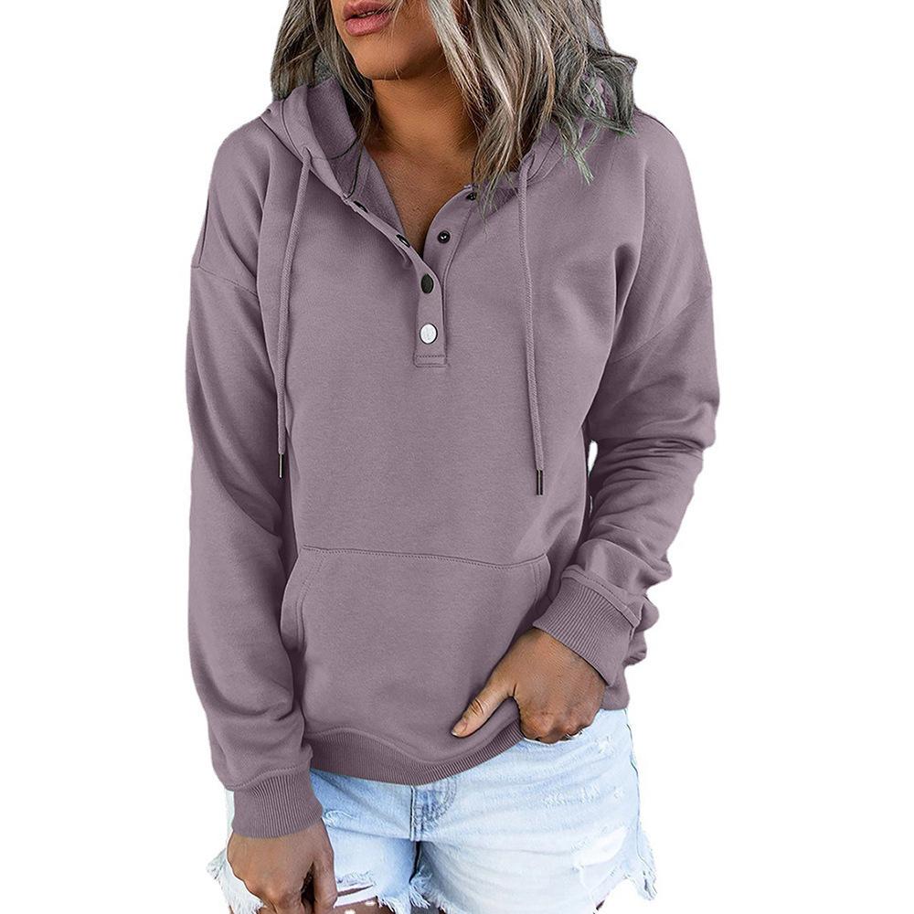 Herbst Winter Damen Sweatshirt Kapuzenpullover Lässig Kordelzug Langarm Locker Mode Damen Tops