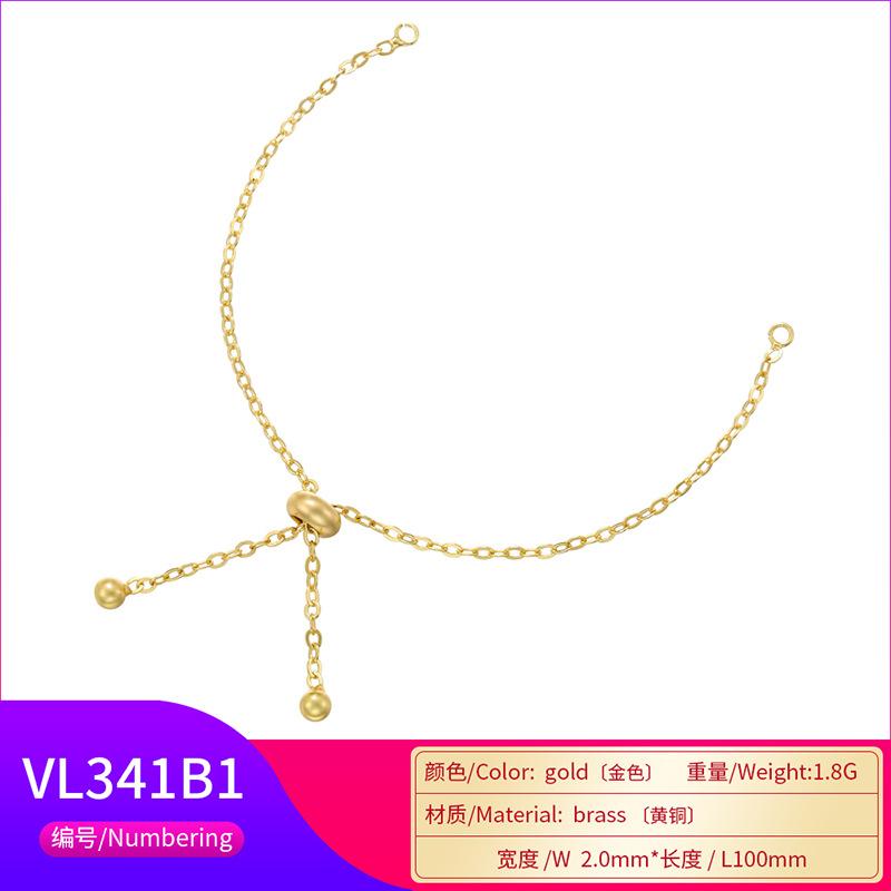 Simple Copper Gold-Plated Color-Retaining O-Chain Bracelet Diy Adjustable Telescopic Pull-Out Bracelet Vl341