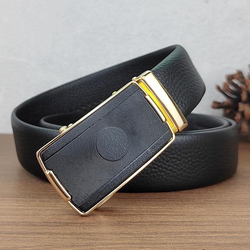 Men'S Automatic Buckle Belt Leather Business Belt Men'S First Layer Cowhide Middle-Aged Simple Dad Gift Belt Men