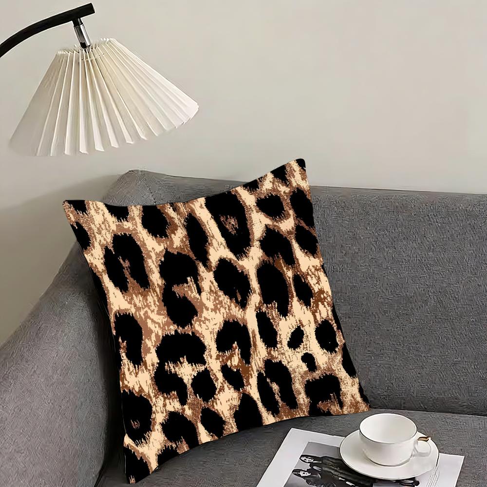 Leopard Print Fashion Cushion Cover Pillowcase Ultra Soft Skin Friendly Fabric Cloud Like Comfort  Concealed Zipper