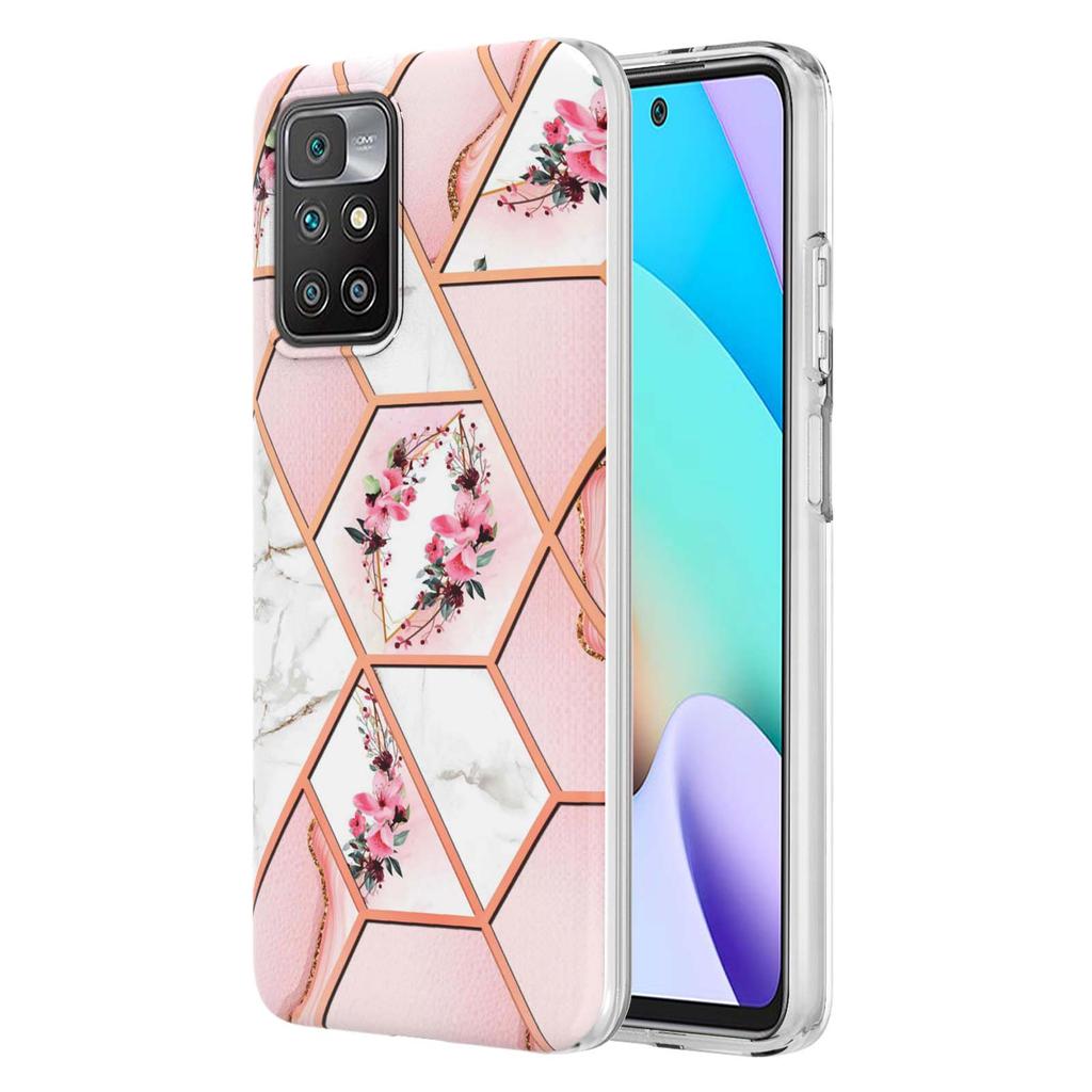 Golden Border Grid Marble Flower IMD Ultrathin Phone Case for Xiaomi Redmi Note 11S,Redmi Note 11 4G,Note 12 Pro 4G,Xiaomi 11T,Redmi 10,Poco X3 NFC...