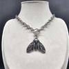 Gothic Death Moth T Shaped Alloy Necklace 44cm Lightweight Chain Jewelry for Unique Gothic and Fashion Accessories
