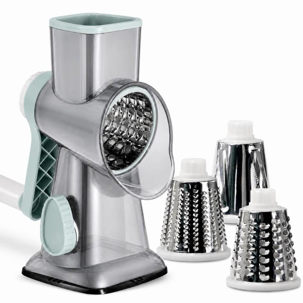 3 Sharp Drums Rotary Cheese Grater 3 in 1 Vegetable Shredder Peanut Nuts Grinder Garlic Potato