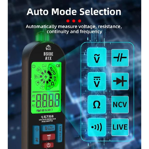 BSIDE A1/A1X Smart Digital Multimeter Electronic USB Tester Breakpoint AC DC Contactless NCV Charged Automatic Diode Capacitor