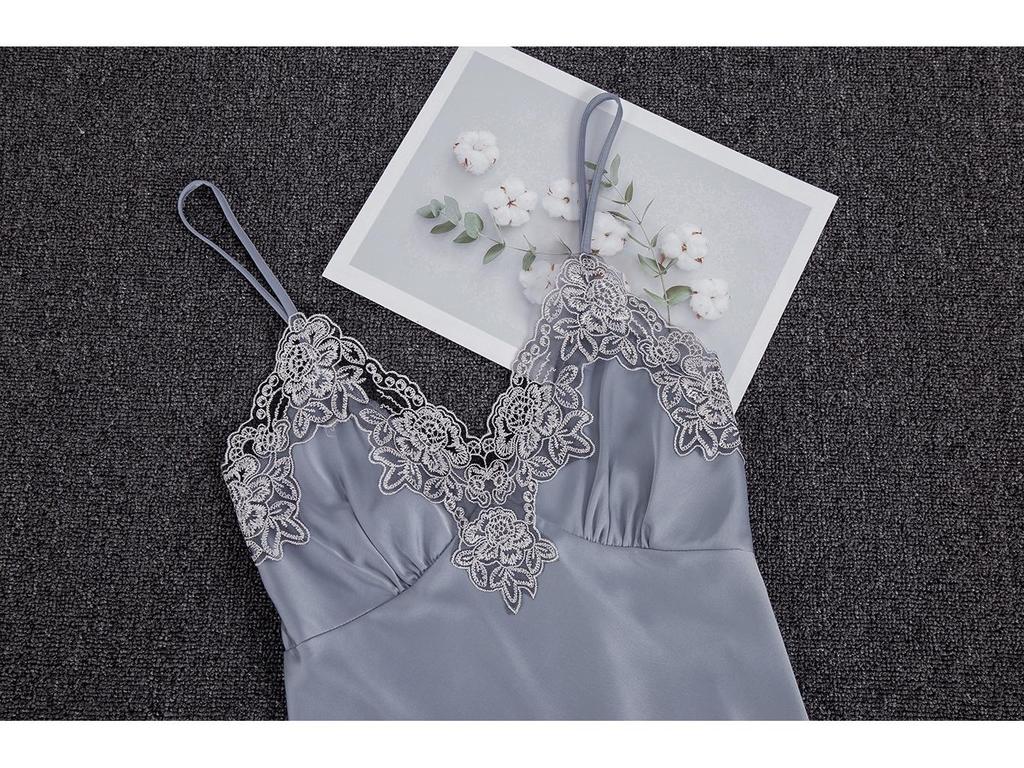 Yao Ting Satin Chiffon Five-Piece Pajama Set: Ice Silk, Casual, Sexy, with Chest Pads for Spring/Summer