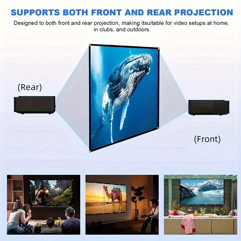 60-150 Inch Foldable Projection Screen Portable Polyester Display Fabric for Outdoor Movies Home Theater Office Meetings