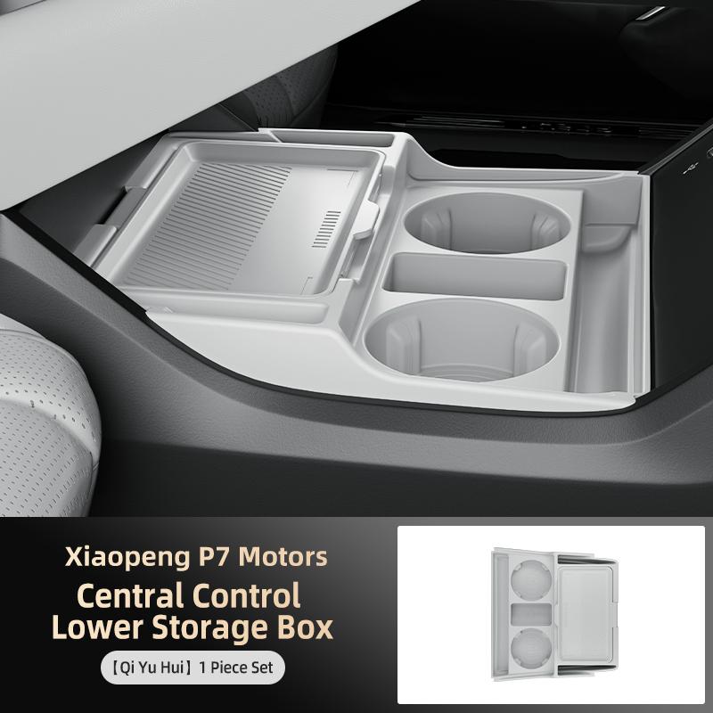 For XPENG P7 P7I P7+ 2025 2026 Storage Box Center Armrest Hidden Box Cup Holder Organizer Interior Accessories