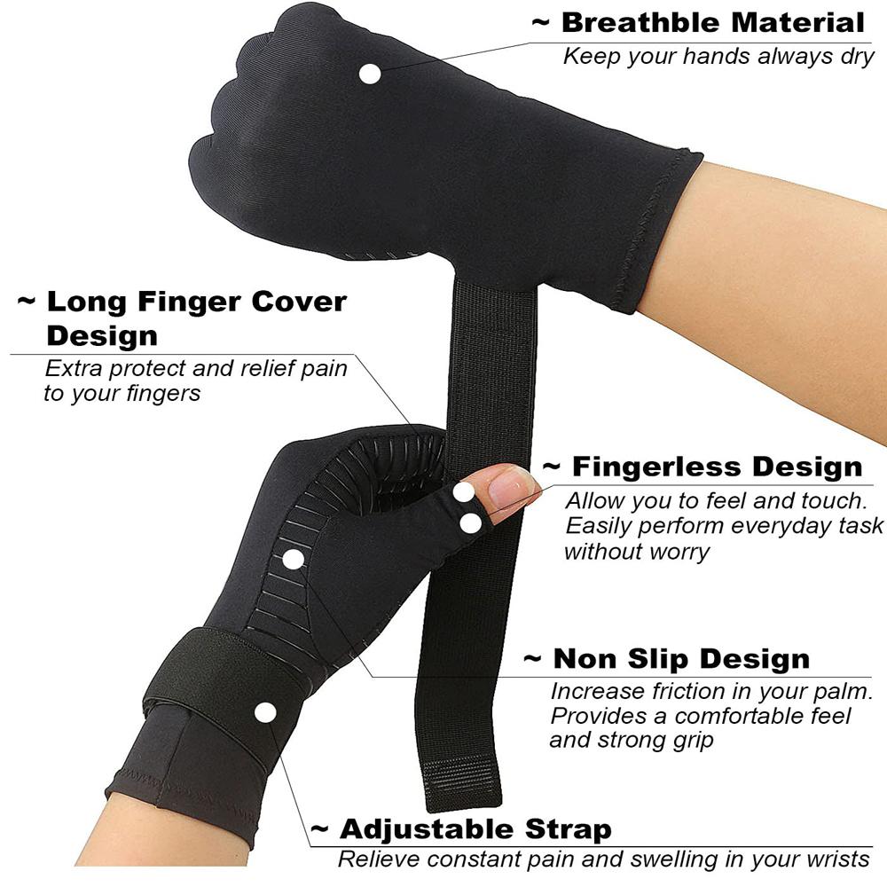 Byepain Compression Arthritis Gloves With Strap For Carpal Tunnel Pain Relief Therapy Wristband For Women Men