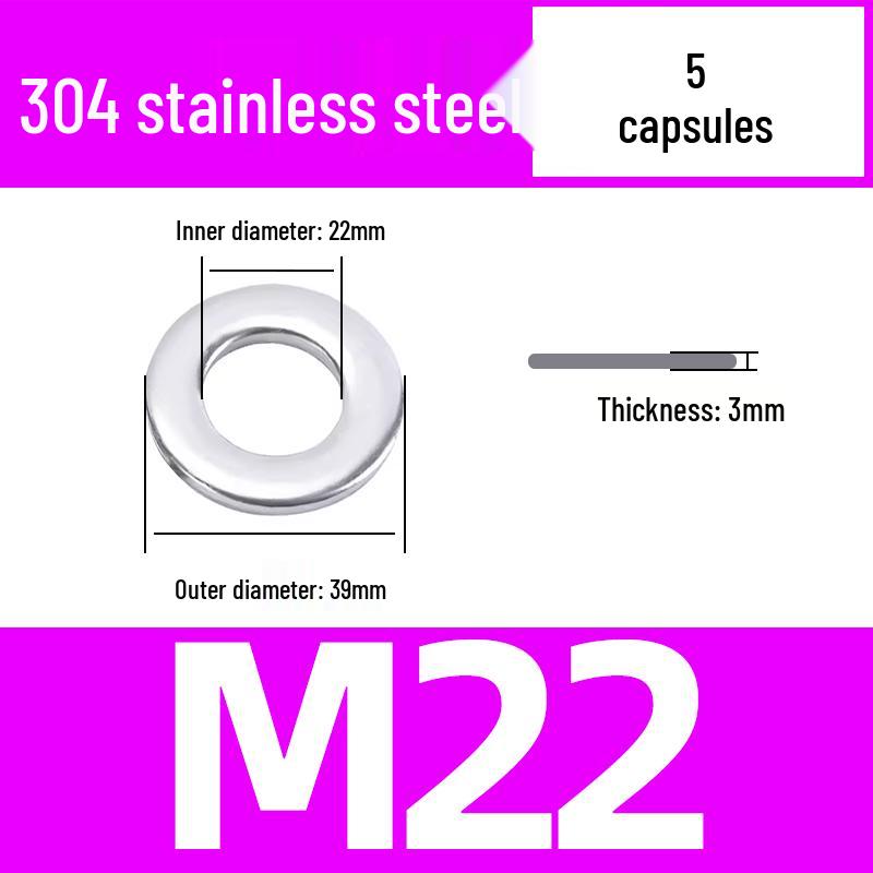 304 Stainless Steel Flat Washer for M1.6-M45 Screws