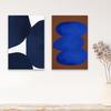 Mid-Century Geometric Polygon Neon Blue Abstract Shapes Illustration Poster Minimalism Bohemian Colorful Print Living Room Decor