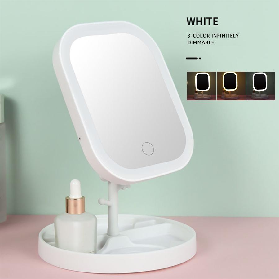 LED Touch Screen Makeup Mirror USB Rechargeable Flexible Fill Light Makeup 3 Color Modes Makeup Mirror Tool Bathroom Fill Light