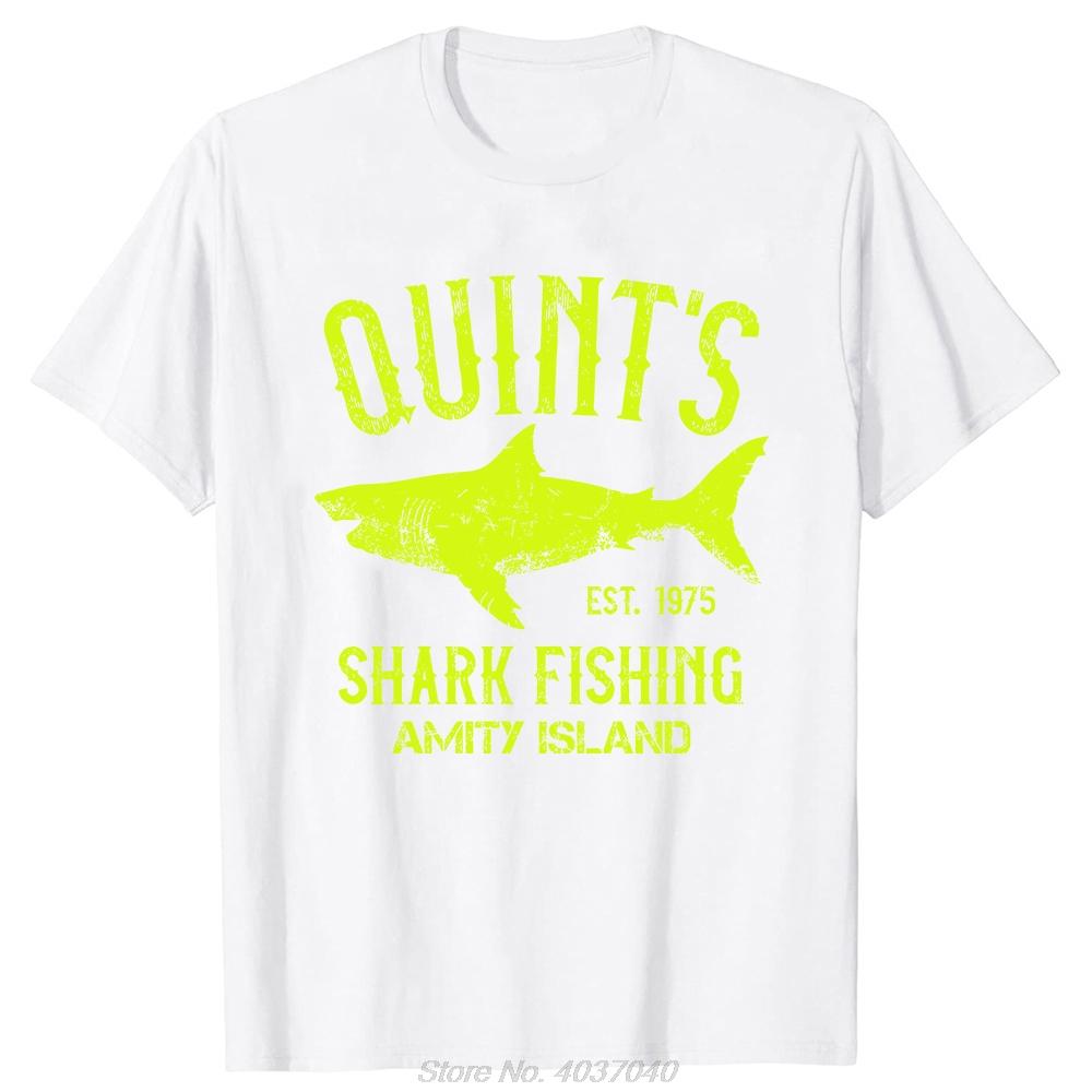 Quints Shark Jaws Amity Island 1975 Navy Tshirt Unisex Cotton Clothing Casual Basic T Shirt Oversized Fitness Tshirt Tees Tops