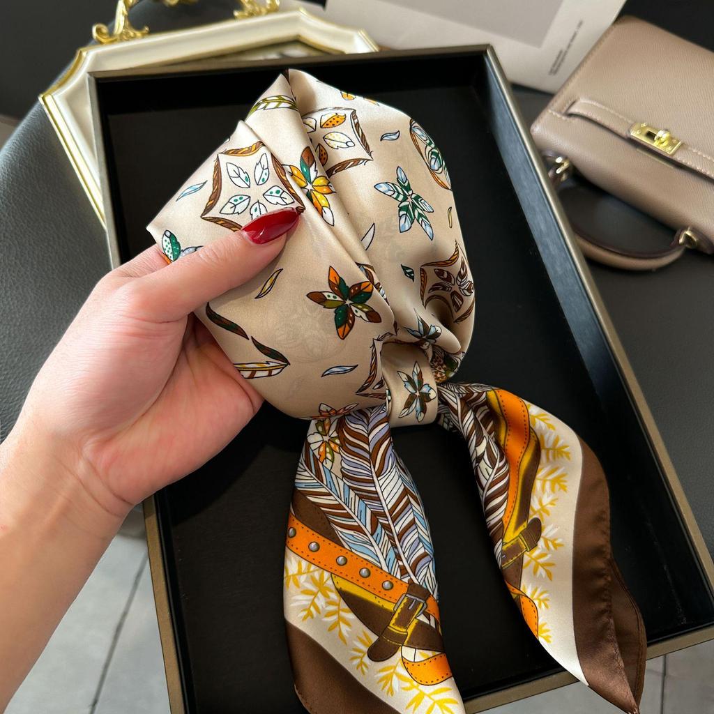 Versatile Faux Silk Small Square Scarf - Elegant Neck Accessory for Spring and Summer