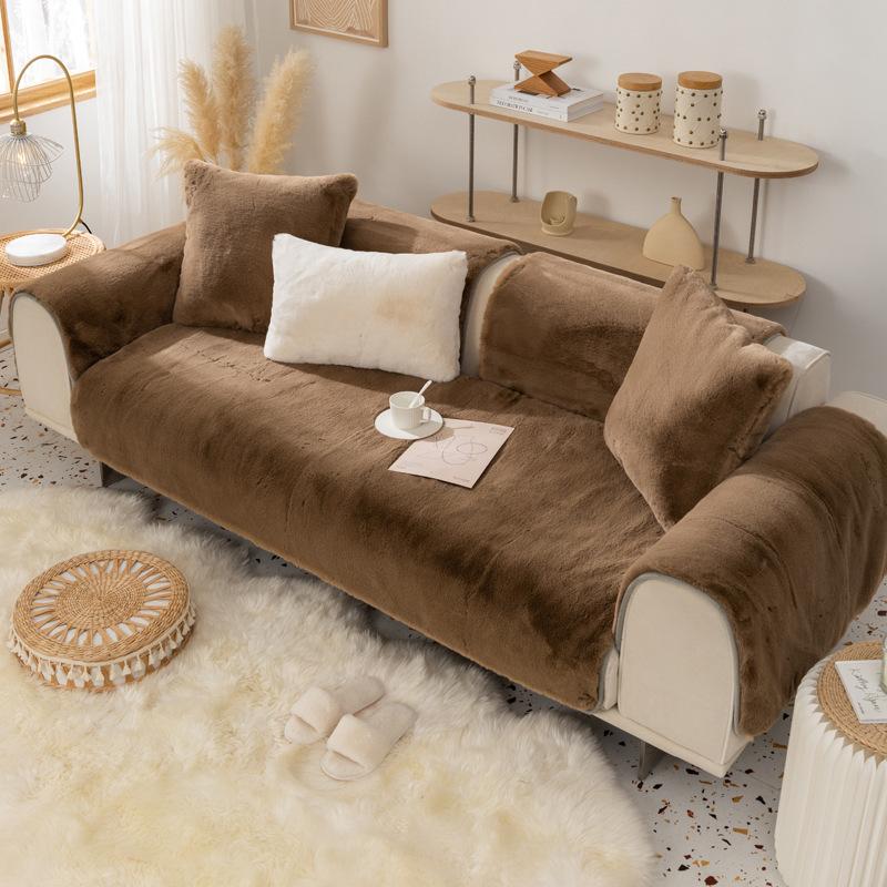 Sofa Cushion Winter Anti-Rabbit Fur Plush Fur Sofa Seat Cushions Cover Towel Cover Non-Slip Thickened