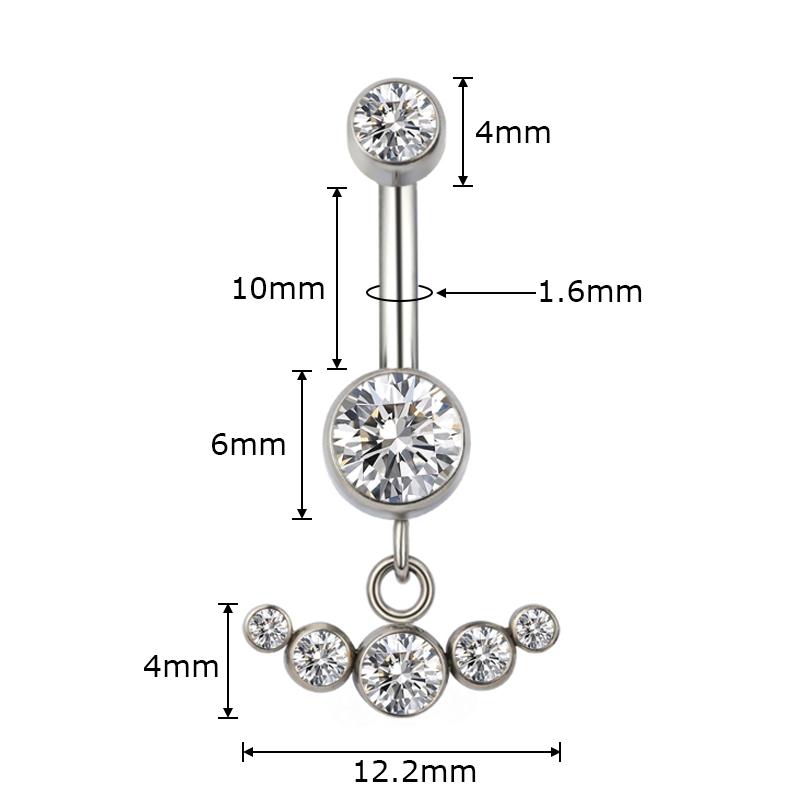 ASTM F136 Titanium PIERC Pendant Curved Navel Barbell Shiny CZ Sexy Belly Dance Earrings Bellybutton Helix Body Piercing Jewelry