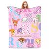 Cute Cartoon Bunny Print Flannel Throw Blanket – Super Warm Soft Plush Quilt for Sofa, Bedroom or Travel, Lightweight Fleece