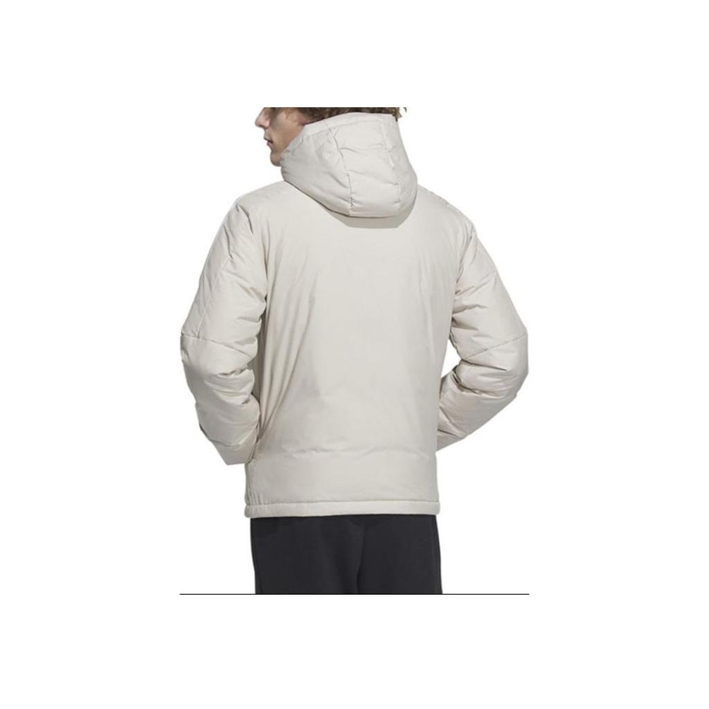 Adidas Puffy Sleeve Striped Design Long Sleeve Hooded Down Jacket Men Outerwear Khaki IT8728