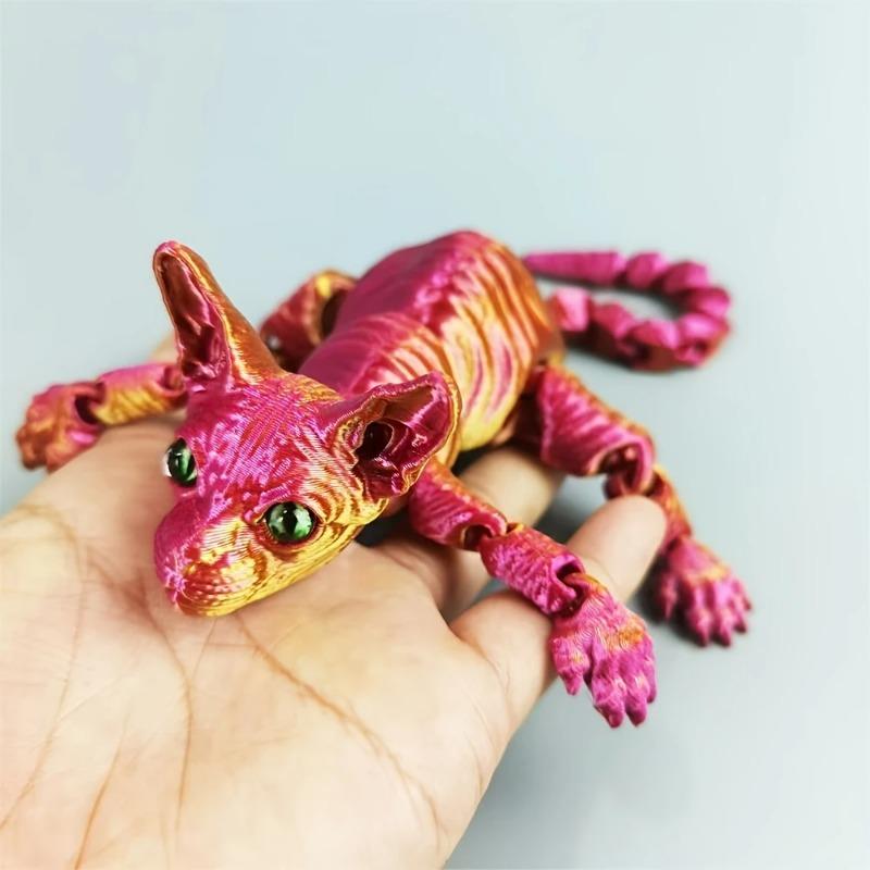 Home 3D Printed Sphynx Halloween Cat Realistic Hairless Cat Figurine Articulated Christmas Funny for Lovers Home Decor Items