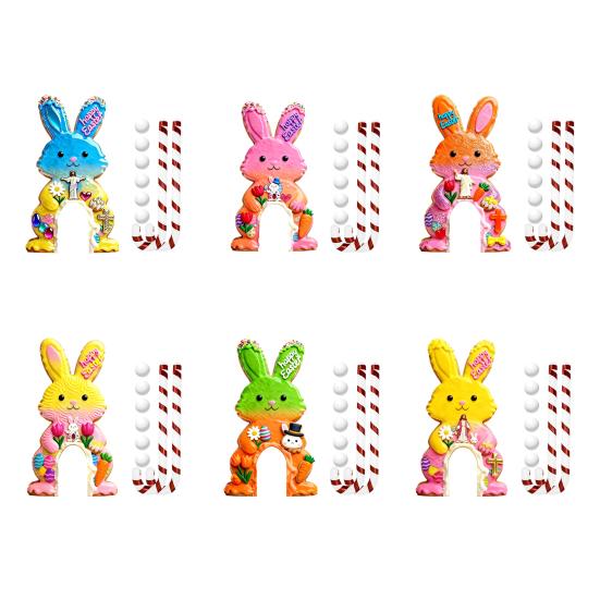 Set Joc de Golf Iepurașul de Paște Pista Mini Golf din Lemn cu Băț de Golf Candelă și Bile pentru Petrecerea de Paște în Familie în Interior