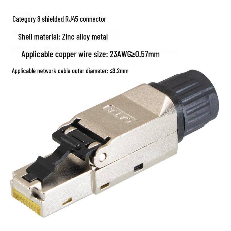 Tool-Free Gigabit Shielded English Crystal Head for Cat6A/Cat7 Cable