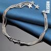 925 Sterling Silver Five Solid Starfish Chain Bracelet Fashionable Wedding Jewelry