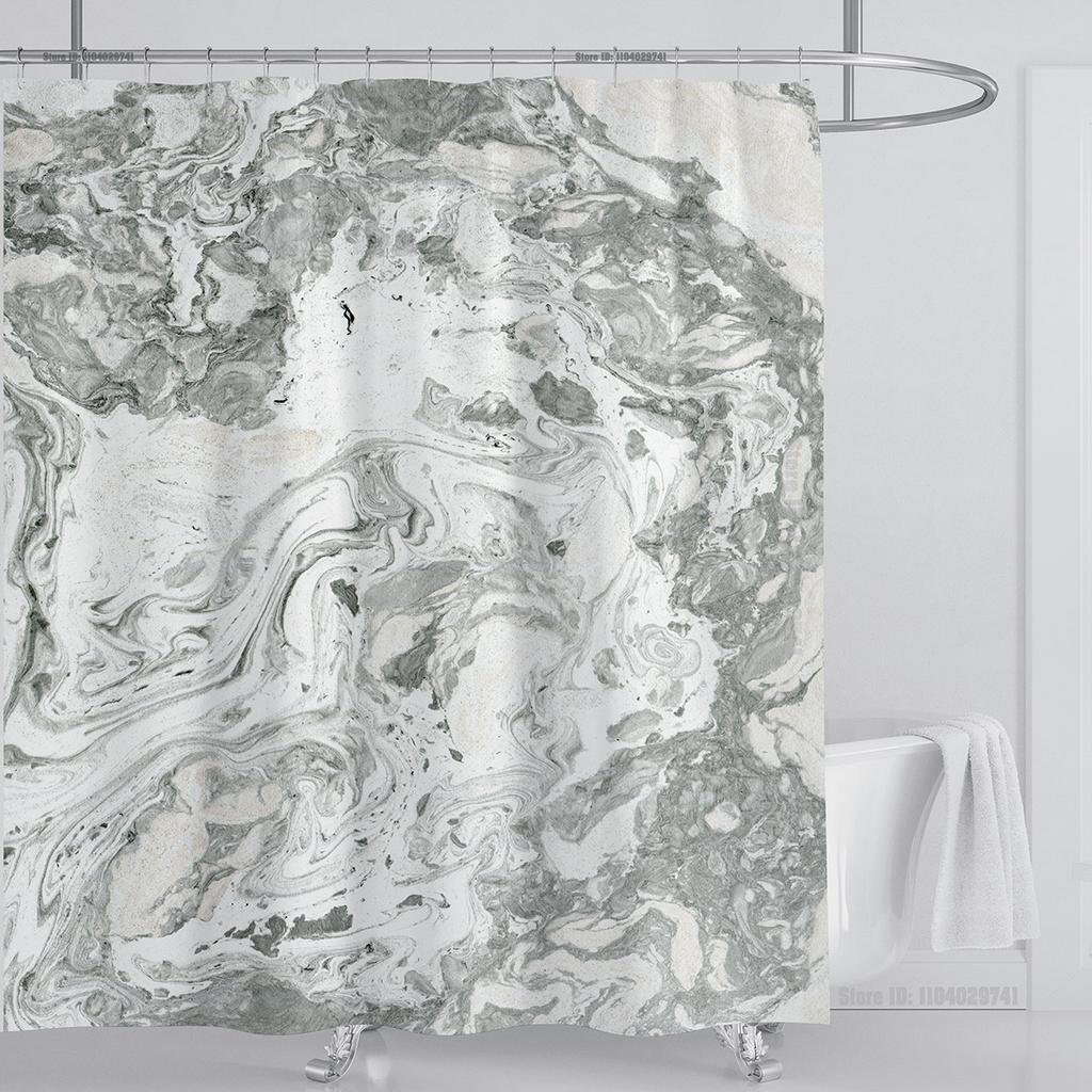 Marmor Wasserdichter Duschvorhang Wasserdichter Duschvorhang für Badezimmerdekor Bedruckter Waschbarer Duschvorhang mit Haken