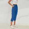 Women's Casual Loose Cotton Linen Yoga Jogger Pants 3/4 Solid With Pockets And Elastic Waist