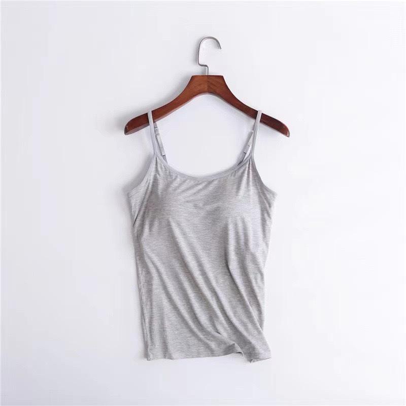 

Plus Size Women s Modal Camisole with Built-in Bra - Casual Loose Fit Tank Top L серый
