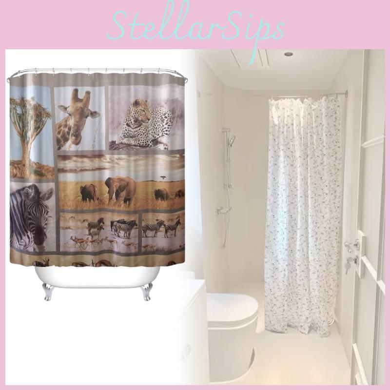 Pattern Giraffe Animal Shower Curtain Peva Waterproof Bathroom Divider Area Home
