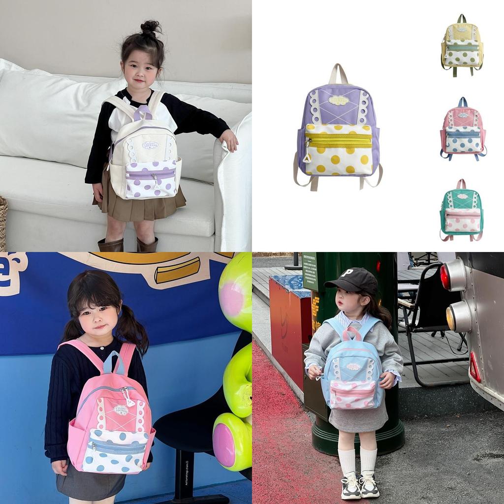 Trendy Polka Dot Children's Backpack Cute Cartoon Design Stylish And Colorful School Bag