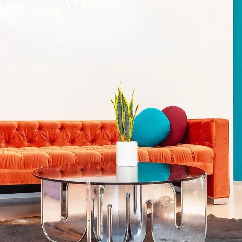 Acrylic coffee table creative personality advanced lighting luxury transparent glass round living room modern coffee table