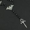 Gothic Bat Cross Rosary Necklace for Women Fashion Mystery Witch Jewelry Accessories Gift Silver Color Bat Charm Vampire Choker