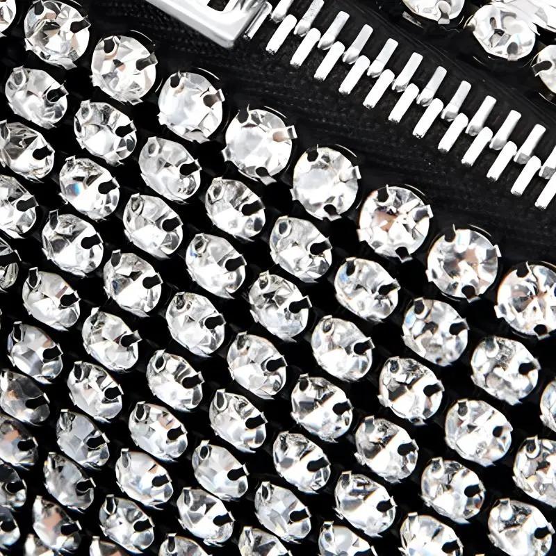 Alexander Wang Crystal Mesh Top Zipper Clutch Crystal Glass Women's Clutch Bag Silver