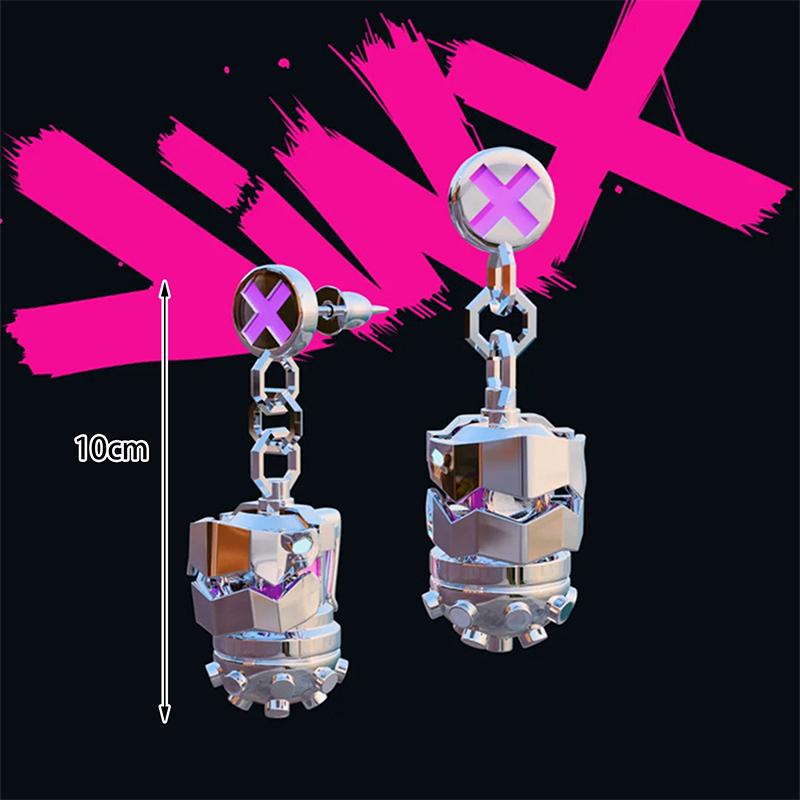 Arcane Jinx Earrings Anime Cosplay Prop For Women Jinx Figure Weapon Jewelry Hip Hop Punk Personality Earring Party Jewelry Gift