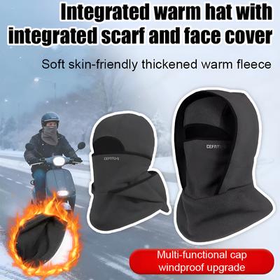 Winter Warme Mütze Schal Gesichtsmaske Mütze 3 in One Outdoor Skifahren Reiten Winddichte Warme Mütze Reitmaske Fleece Radkappe Kälteschutz