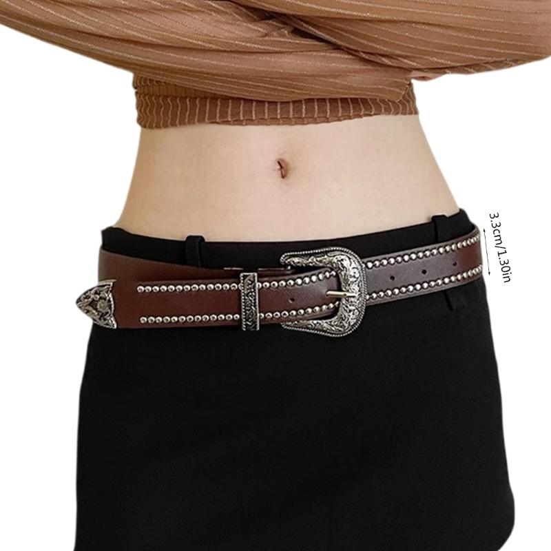 PU Waist Belt with Adjustable Pin Buckle for Fashion Enthusiasts Jeans Skirt