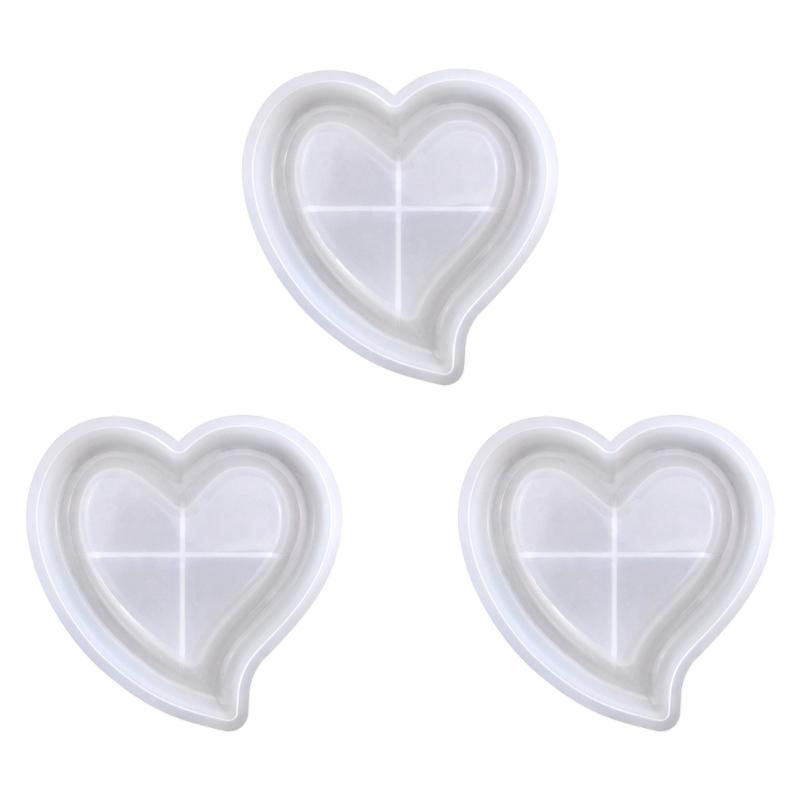

3Pieces Heart Shape Silicones Mold Flexible Design For Epoxy Jewelry Container Tray Home Decorations Crafting Mould 1