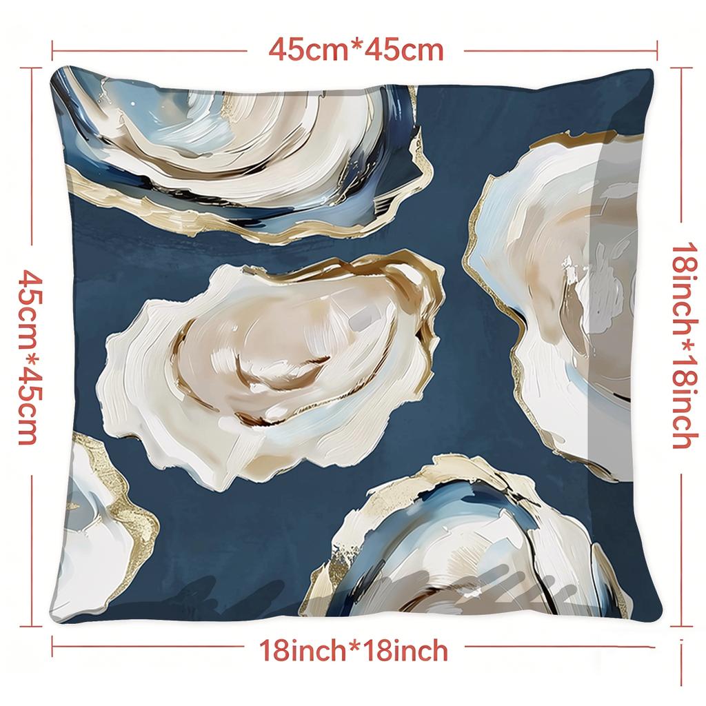 1pc Crab, Lobster, Scallop Print Polyester Pillowcase Home Decor Pillowcase Car Sofa Cushion Cover Home Decor 45x45cm