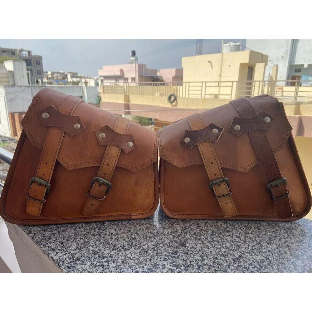 Bags Combo Motorcycle Leather Panniers Saddle Luggage Pouch Side Bag Saddlebags