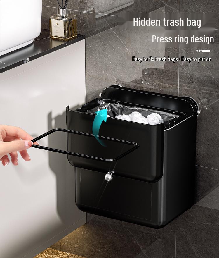 Wall-Mounted Suction Cup Trash Can with Lid – Large, Stylish Bathroom and Living Room Waste Basket